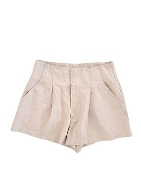 Showpo Elyssa Pleated Tailored Shorts Beige/Nude Size US 6